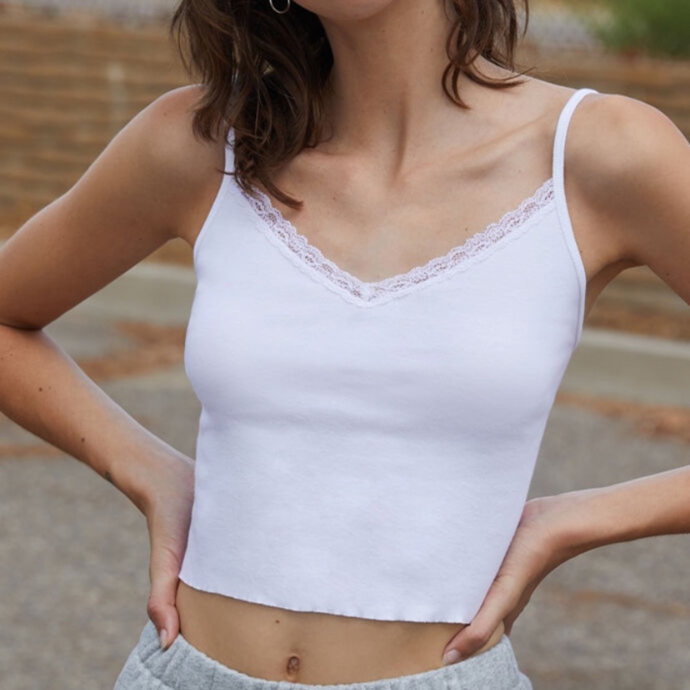 Brandy Melville White Lace Tank Top